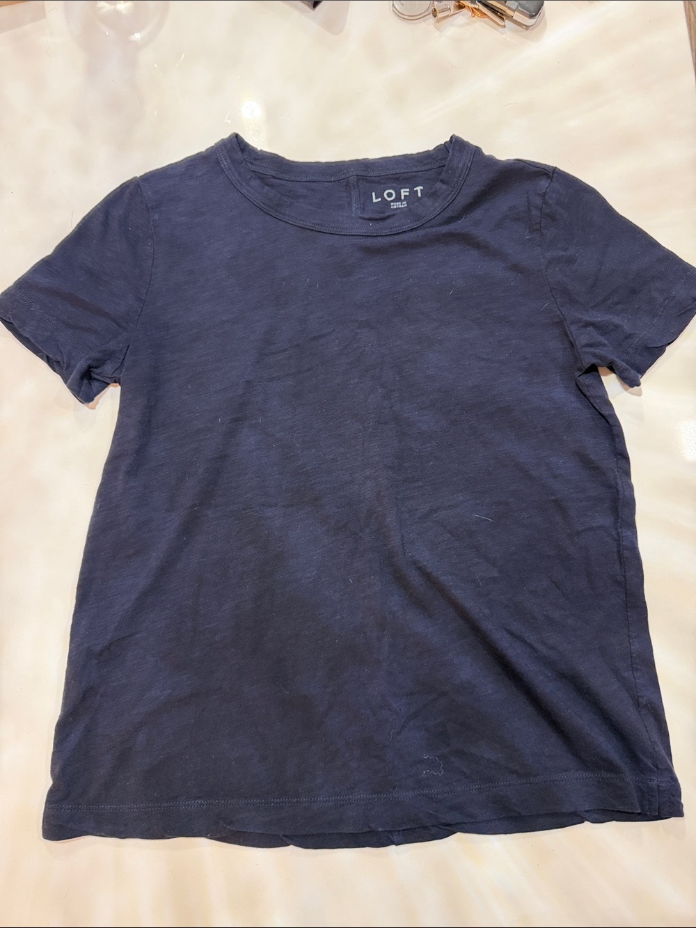 LOFT Dark Navy Short Sleeve Crew Tee